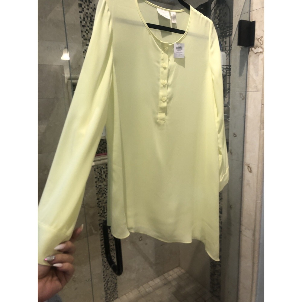 Chicos Citron Yellow Asymmetric Allure Ali Tunic Blouse Top Size 1 S M NEW